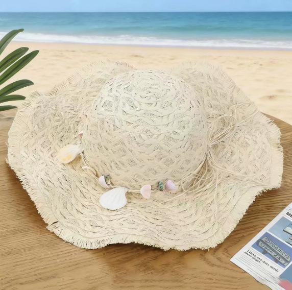 Lace Bow Straw Hat Women's Summer French Large Brim Sunscreen Hat Seaside Beach Vacation Sun Hat