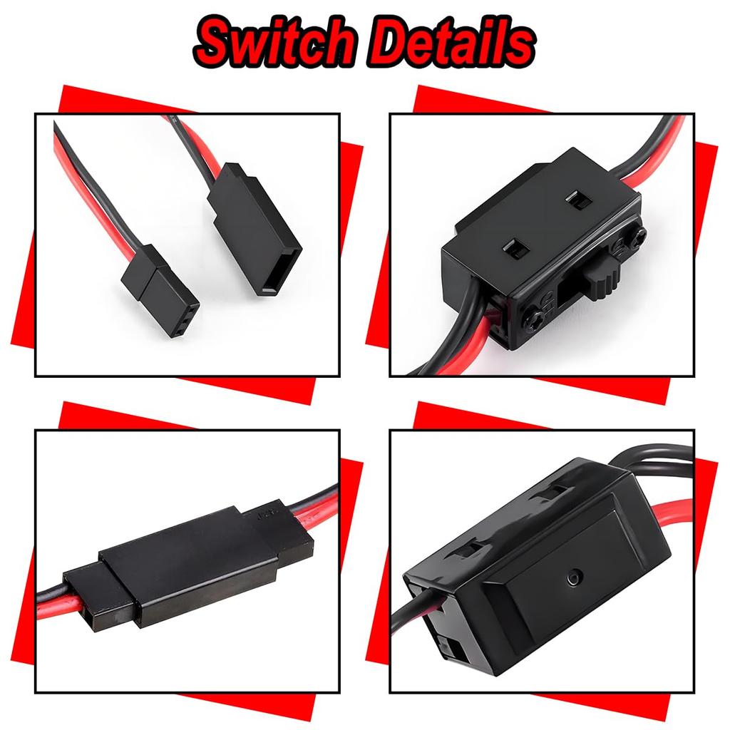 ZHUROUPU JR-Stil 3-Wege Ein- und Ausschalter, RC-Schalterempfänger 3-Wege JR-Stil Kippschalter Zubehör für RC