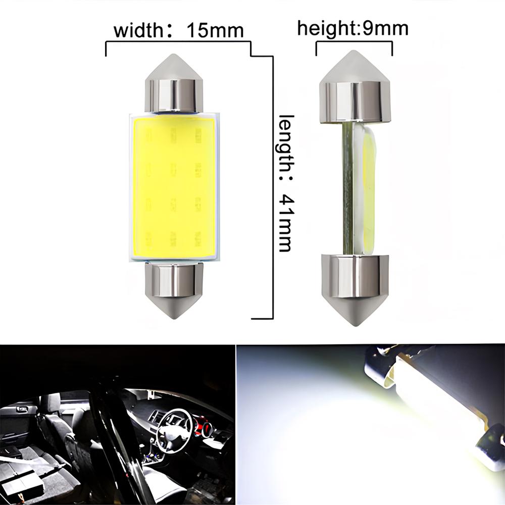 2PCS White Cob 12Led Festoon Dome Lights Reading Lamp 31mm 36mm 39mm 41mm C5W C10W Auto Led Door Backup Bulb Tail Bulbs DC 12V Trunk