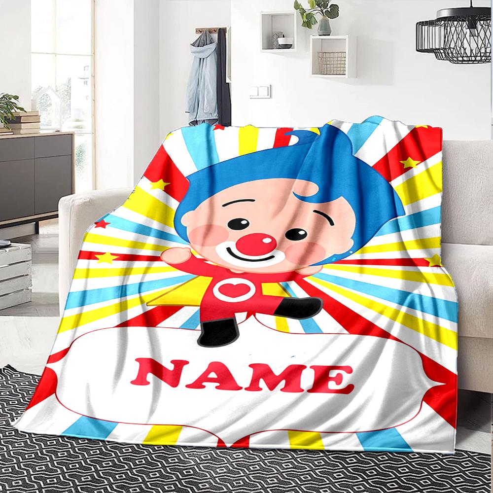 Coperta Stampata a Tema Plim Plim con Nome Personalizzabile - Perfetta per Divano, Letto, Viaggi e Uso Esterno | Lavabile in Lavatrice, Accogliente e Durevole.