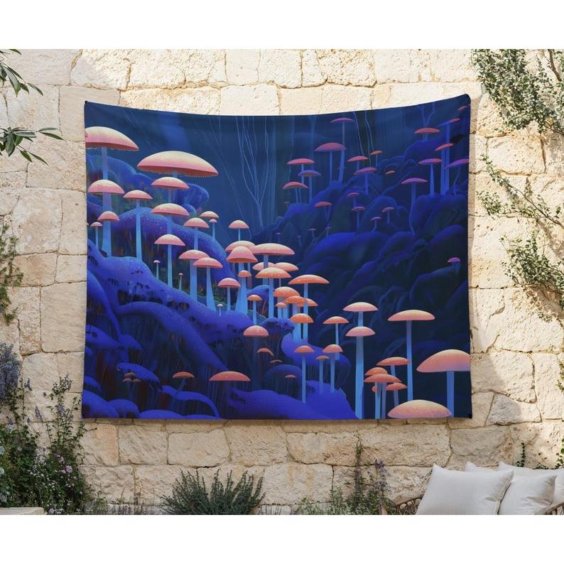 Indigo mushroom tapestry 75x100 чёрный