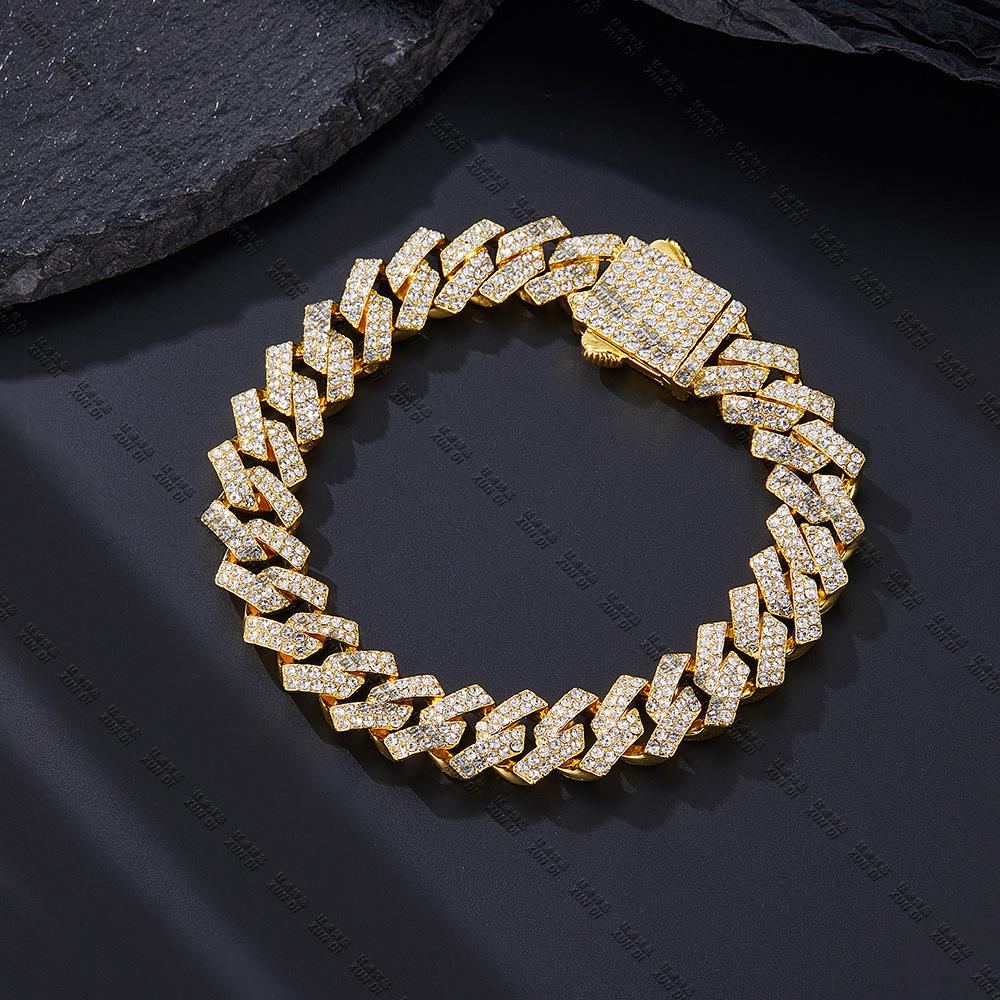 12mm Cuban Chain Rhinestone Hip-Hop Necklace – High-Quality, Versatile Design.