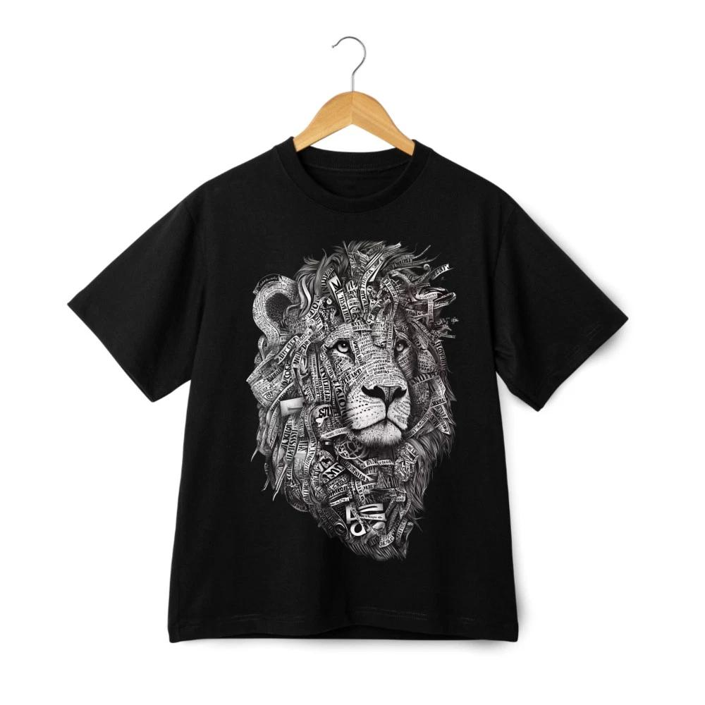 Thoughtful Artistic Lion Portrait Graphic T-Shirt, Unisex Casual Cotton Tee 3XL