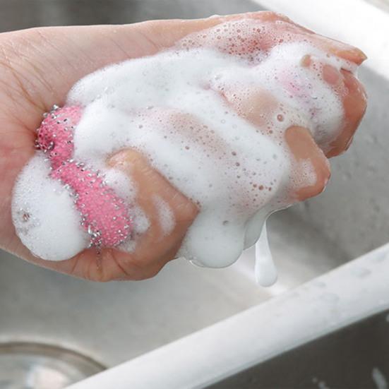 Esponja de limpieza lavable, fácil de limpiar, Color aleatorio, limpiador de ollas de descontaminación fuerte para uso diario, 4 Uds.