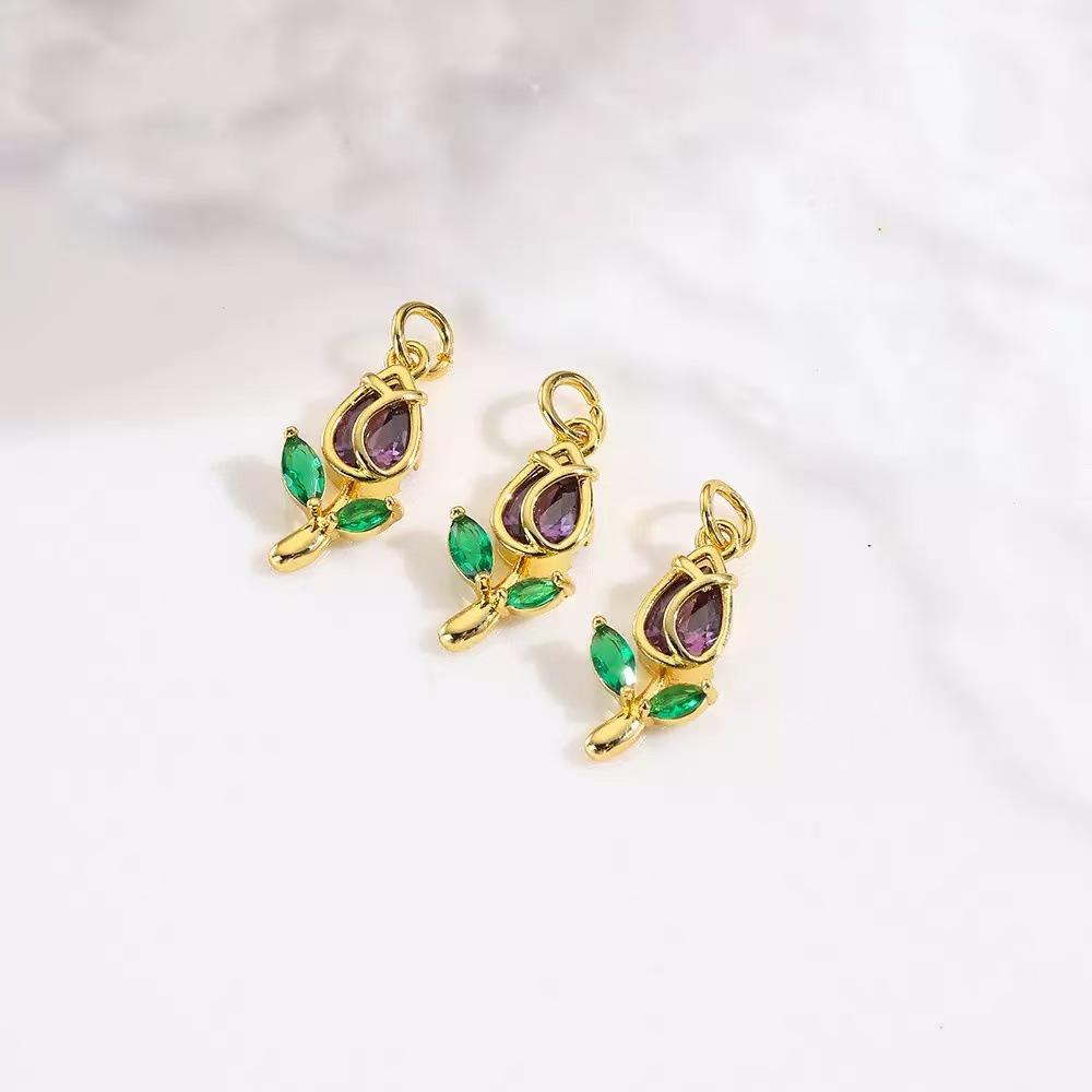 Retro INS Style Multicolor Zircon French Peach Heart Necklace with Diamonds and Titanium Stainless Steel