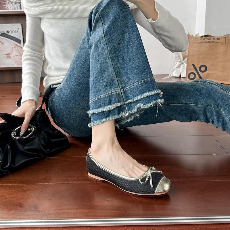 Single Shoes Women's New Summer Shallow Mouth Square Head Flat Bottom Versatile Soft Bottom Soft Surface Comfortable and Breathable