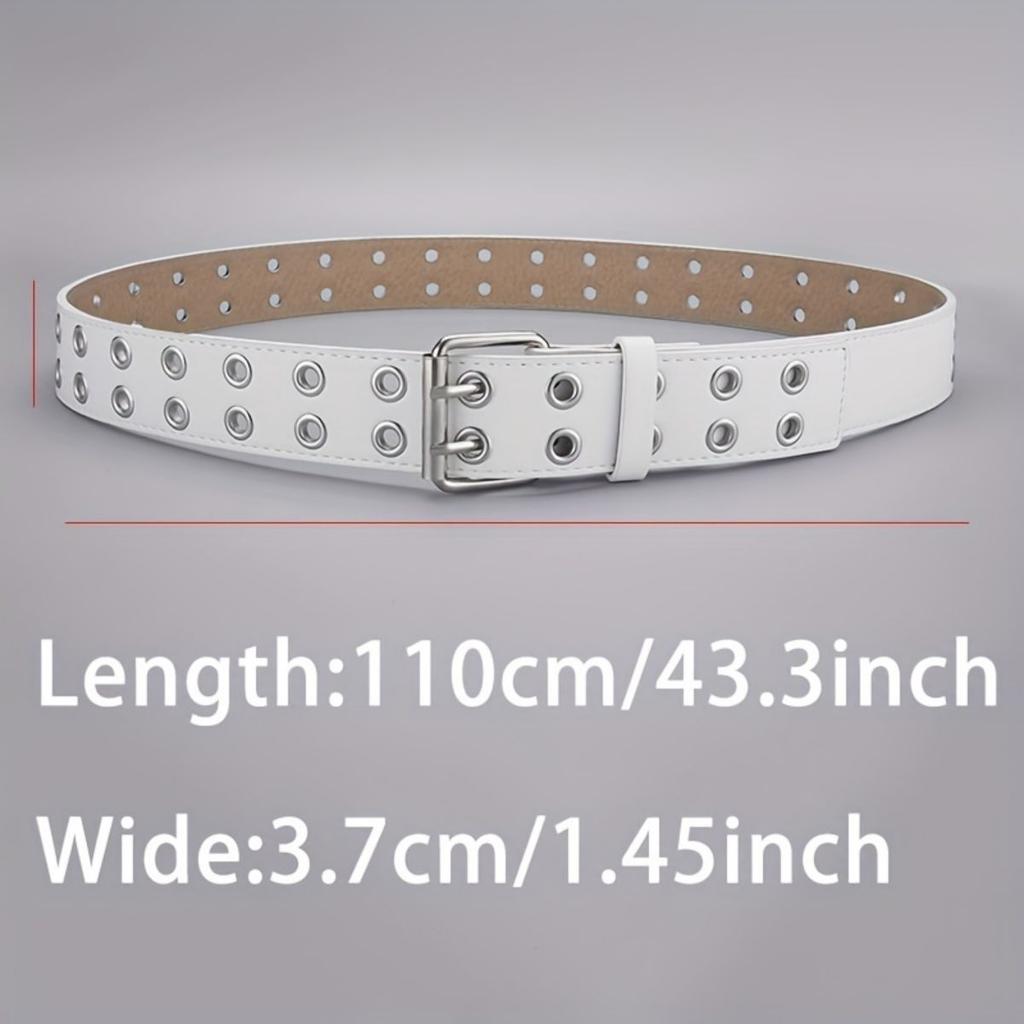 Women's Belt Fashion Double Row Needle Buckle Men's Belt Paired with Jeans PU Leather Belt Street Rock Punk Y2K Style Cheap Belt