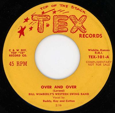 7inch Record BILL WIMBERLY'S WESTERN SWING BAND - Over And Over / On Again Off Again TEX101PROMO Tex Records US Folk Used