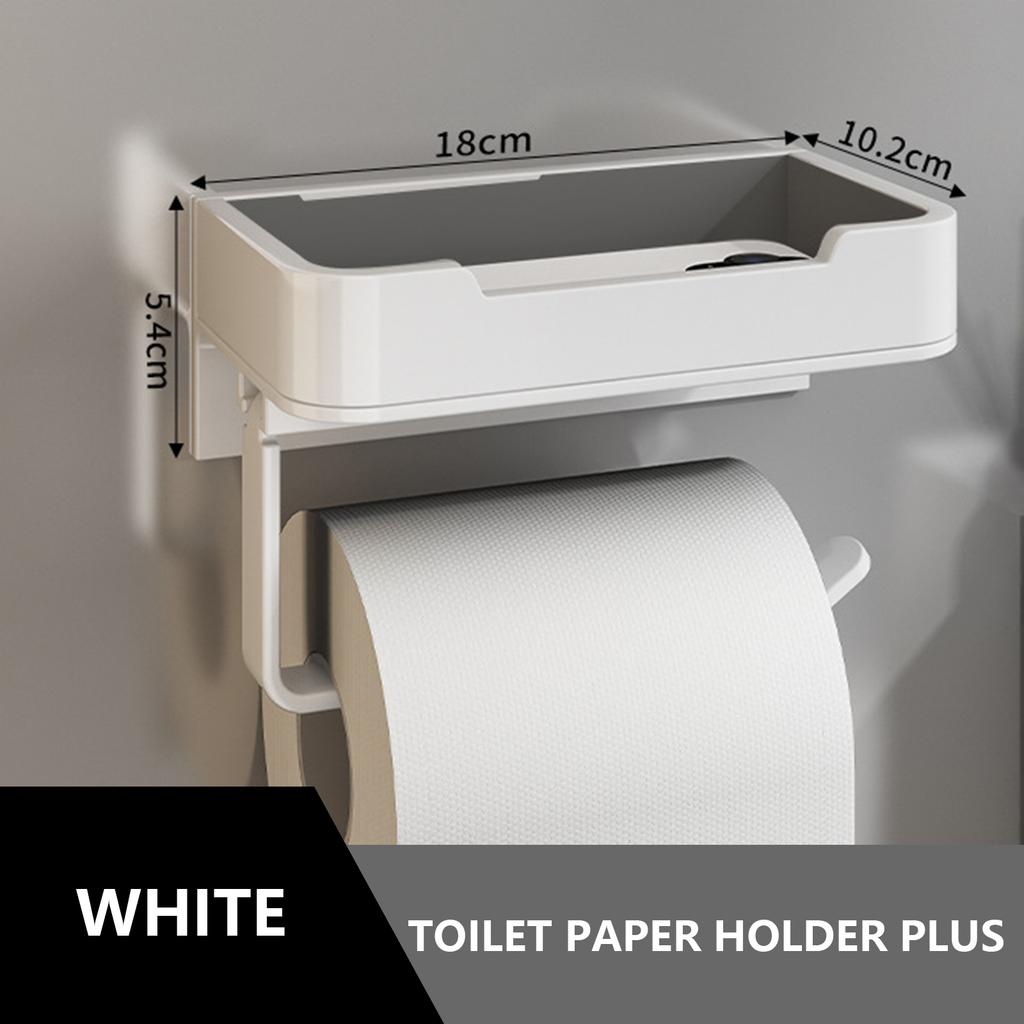 New Wall Mounted Toilet Paper Holder Aluminum Alloy Bathroom Tissue Holder No Punching Roll Paper Holder Practical Bracket Tools