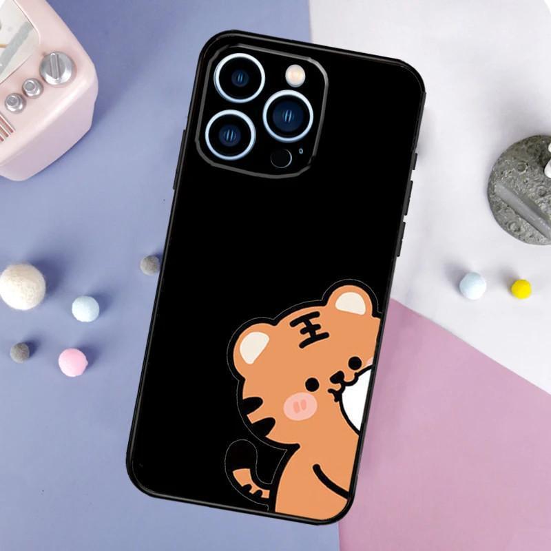 

Чехол для мобильного телефона Apple Iphone15 Pro, милый чехол для мобильного телефона с изображением тигра и парой волос, устойчивый к падениям, Huawei Three iPhone 16