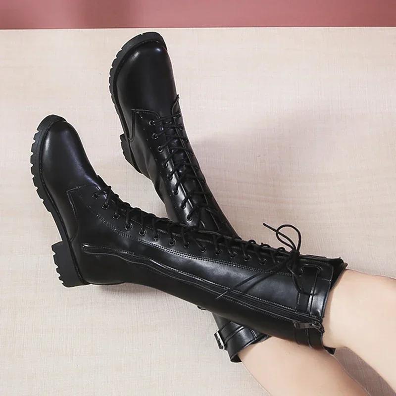 Fashion Long tube boots for women 2025 new autumn and winter high tube thick soled long boots white knee high short knight boots shoes