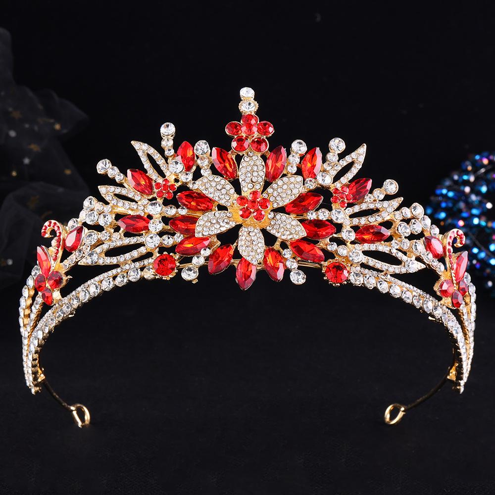 

DIEZI Baroque Luxury AB Crystal Flower Tiara For Women Wedding Party Elegant Bridal Bride Rhinestone Crown Hair Accessories