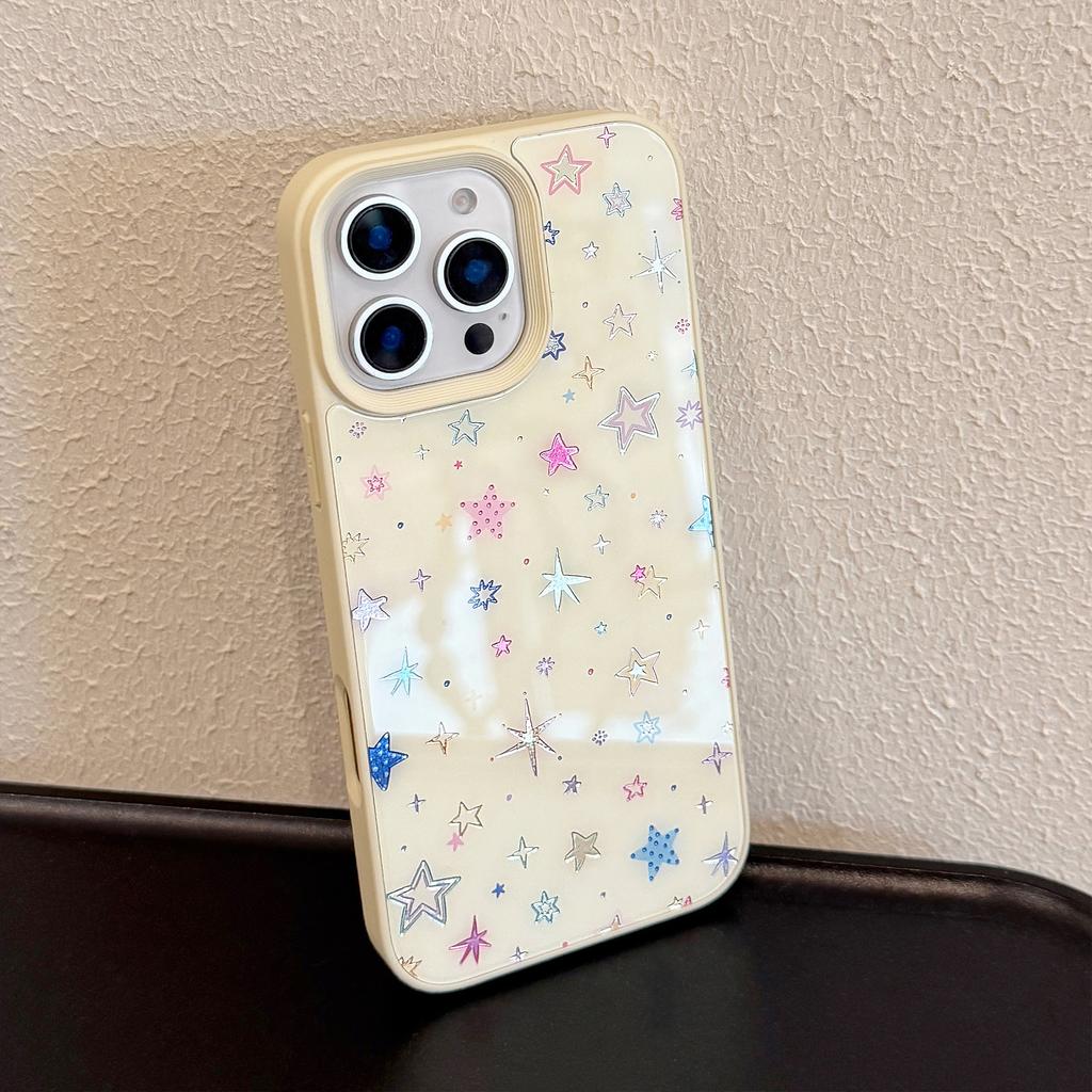 Gilded colorful star iPhone 16 case suitable for iPhone 17 Pro Max, fresh and stylish, anti-drop for 15/14/13