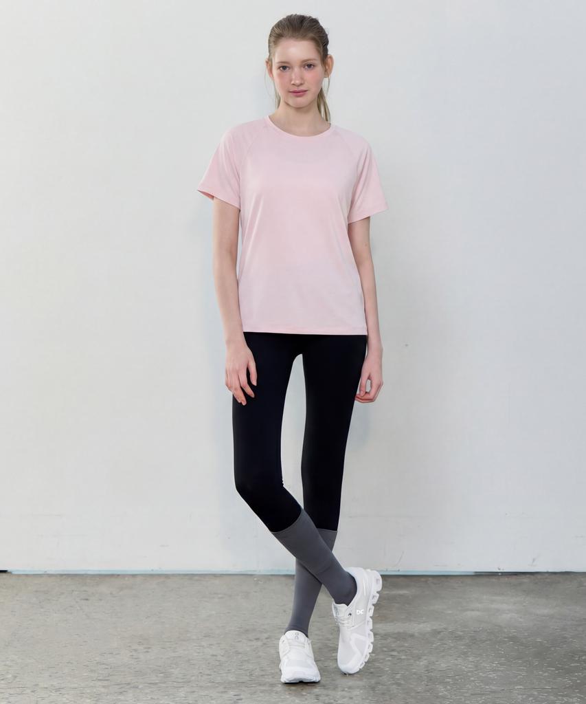 BASIC HOUSE Women'S Cool Breeze Raglan Round Short Sleeve T-Shirt Pink Lzts3223 (Type B)