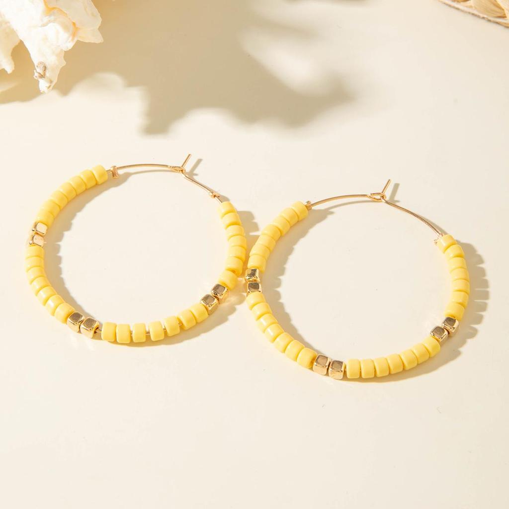 New Light Luxury French Earrings Women's Jewelry Retro Fashion Versatile Earrings Resin Colored Gold Beads Jewelry