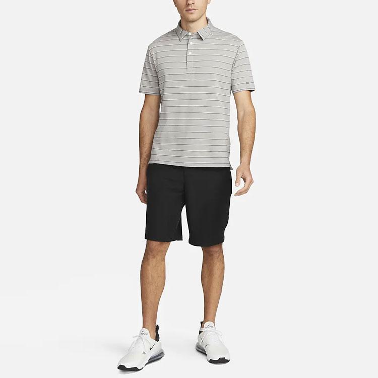 Nike Dri-FIT Player Logo Striped Loose Short Sleeve Polo Shirt Men tops Light-Gray DH0891-003