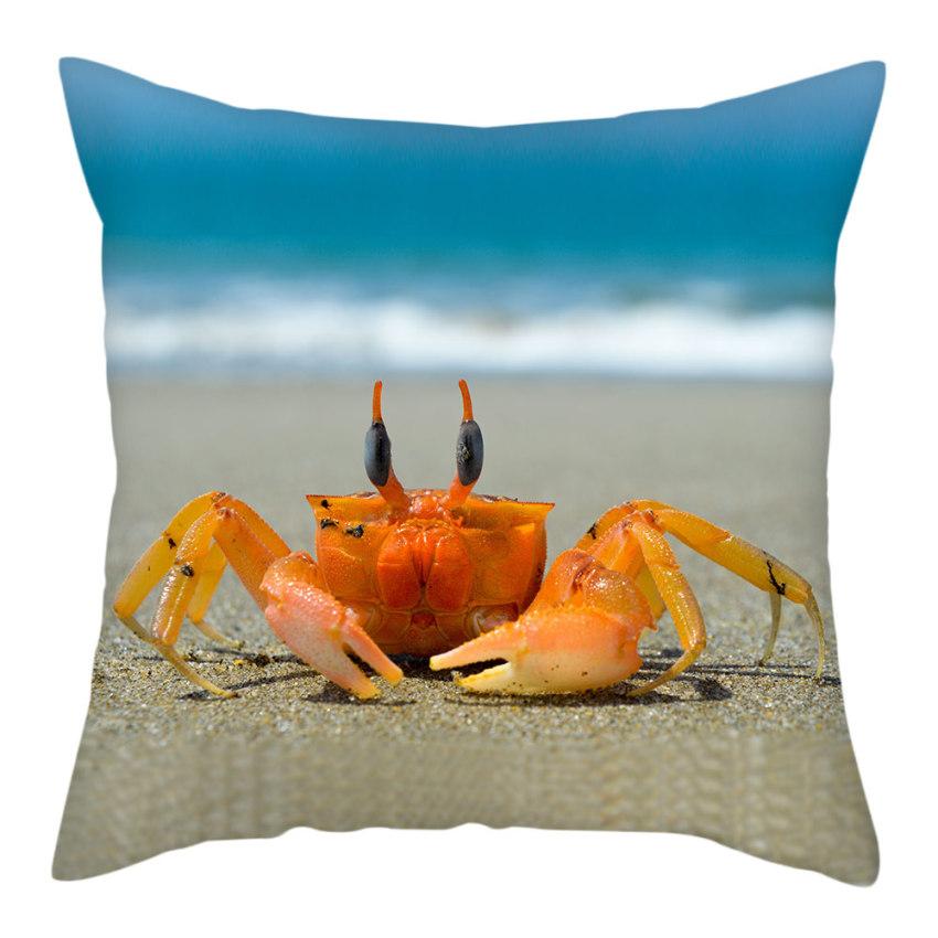 Beach Decoration Pillowcase Natural Landscape Starfish Conch Shell Printing Pillow Home  Sofa Cushion Cover 45x45cm