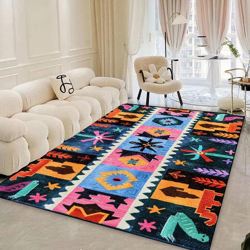

Ретро Ковры для Гостиной Большой Площади Домашний Декор Легкая Роскошь Богемный Красочный IG Этнический Художественный Стиль Мягкий Ковер для Спальни Прикроватный 40x60cm