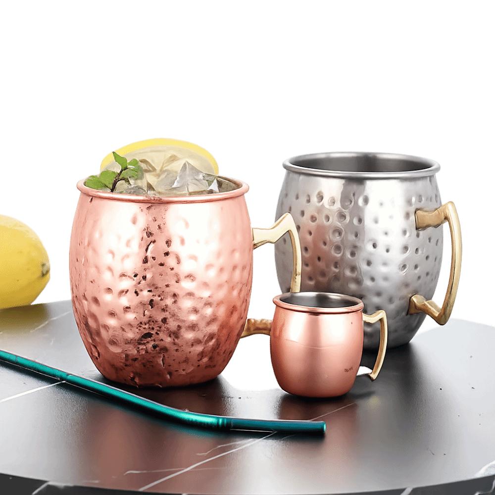500ml Pure Copper Cup Moscow Mule Handcrafted Mug Cup Hammered Thickened Drum Cup Mules Cocktails Coffee Beer