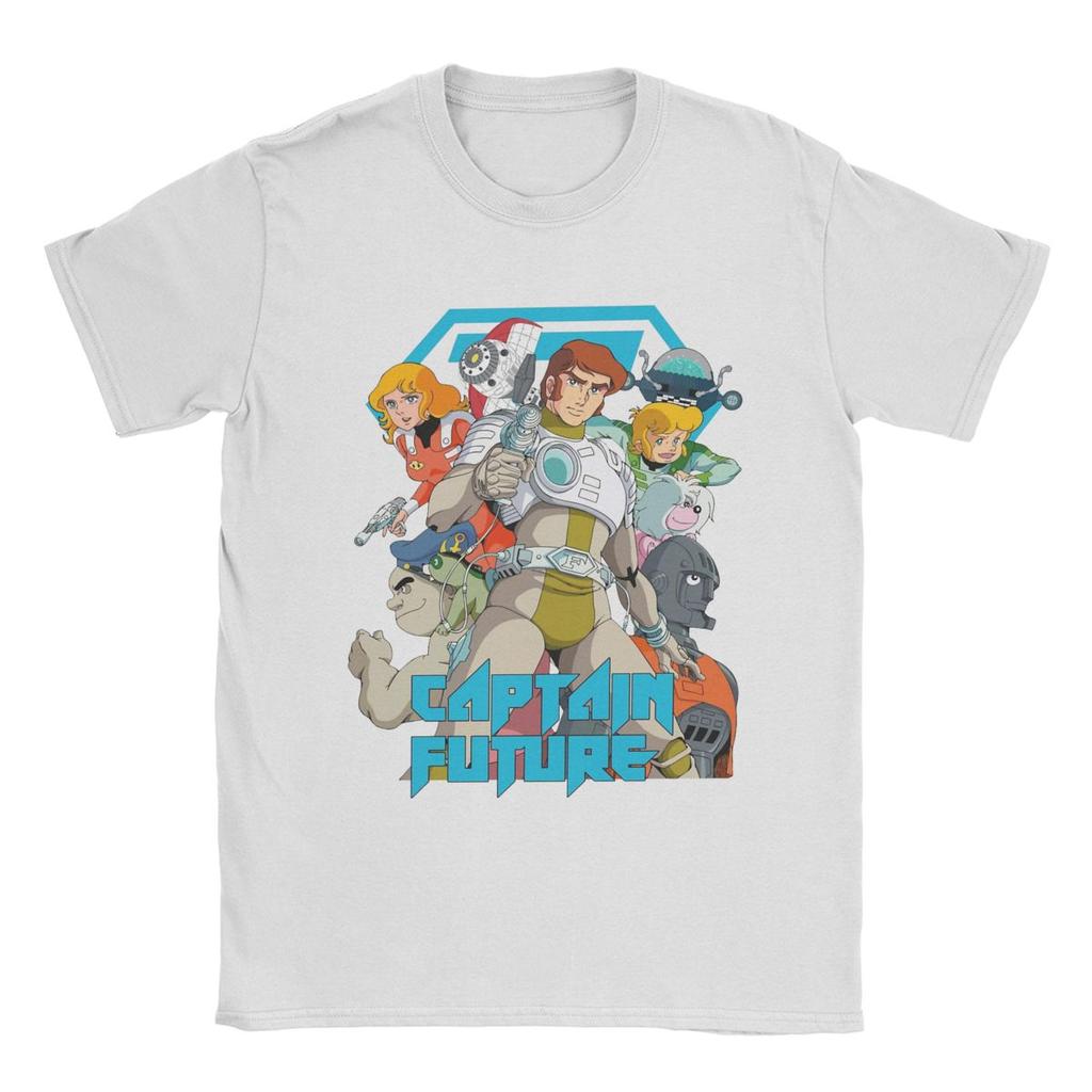 Herr Captain Future T-shirts 100% Bomull Kläder Vintage Kortärmad Rundhals T-shirt Plus Size T-shirts