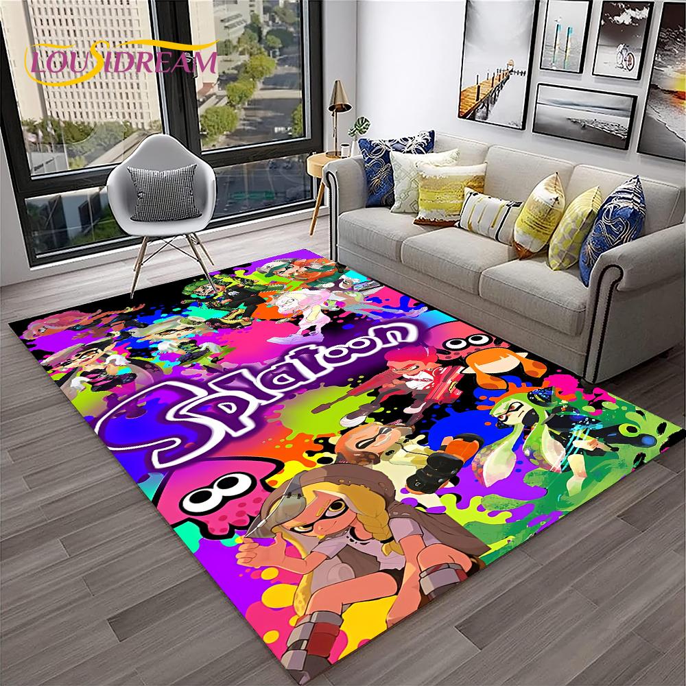 Cartoon PC Gamer 3D Games Splatoon Carpet Rug for Home Living Room Bedroom Sofa Doormat Decor,kids Area Rug Non-slip Floor Mat