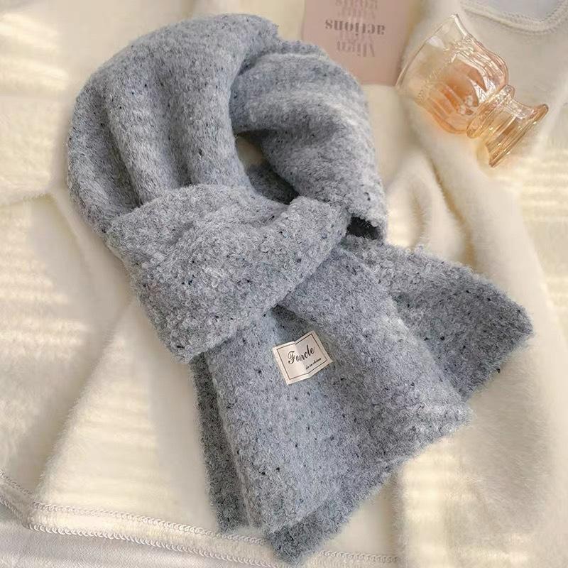 High quality~ blended knitted twist solid color thickened soft waxy scarf women's autumn and winter versatile couple scarf