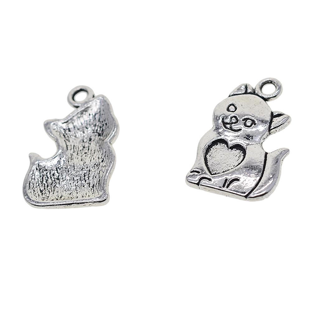 50Pcs Tibetan Silver Cute Cat Charm Pendant Bracelet Jewelry Making Crafts 50Pcs Tibetan Silver Cute Cat Charm Pendant Bracelet Jewelry Making Crafts
