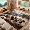 Horse Theme Soft Crystal Velvet Rug Custom Name & Text Print Non Slip Floor Rug for Bedroom Living Room