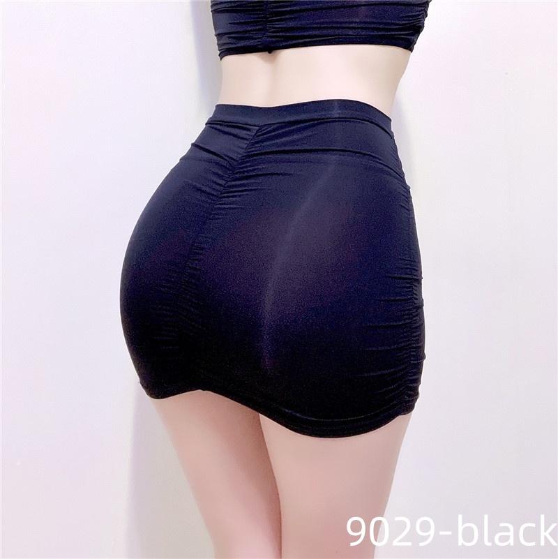 Women See Through Sexy Nightclub Mini Long Wrap Hips Skirt Female Hollow Lace Black Pleated Skirts for Woman Summer