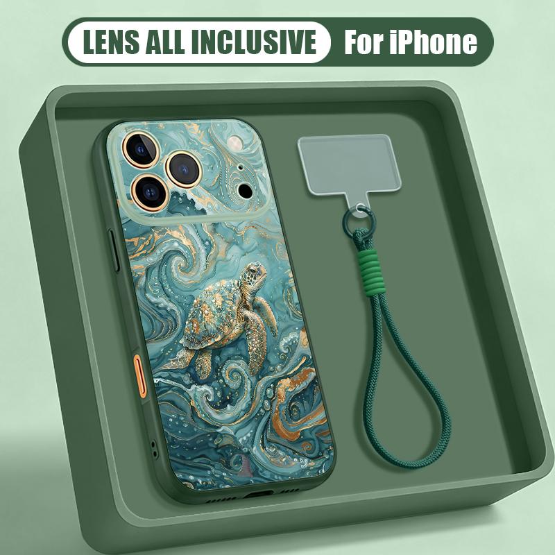 Turtle Fish Print Hand Strap Case For iPhone 17 Pro Max iPhone 16 15 14 13 Pro Max Magnetic For Magsafe Hybrid TPU+PC Matte Cover