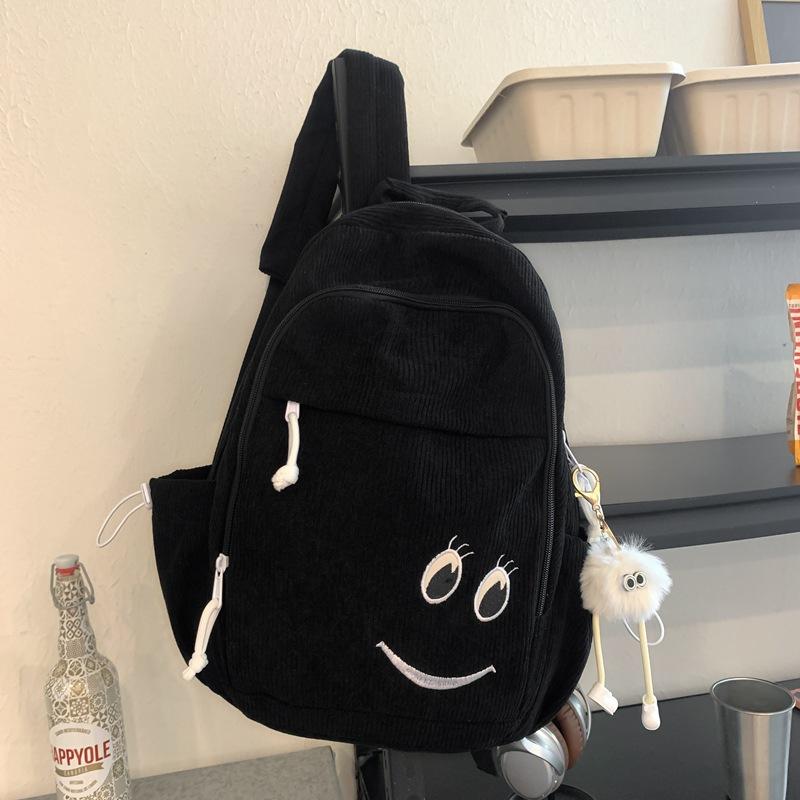 School bag corduroy school bag female student junior high school girl heart cute simple campus backpack tide