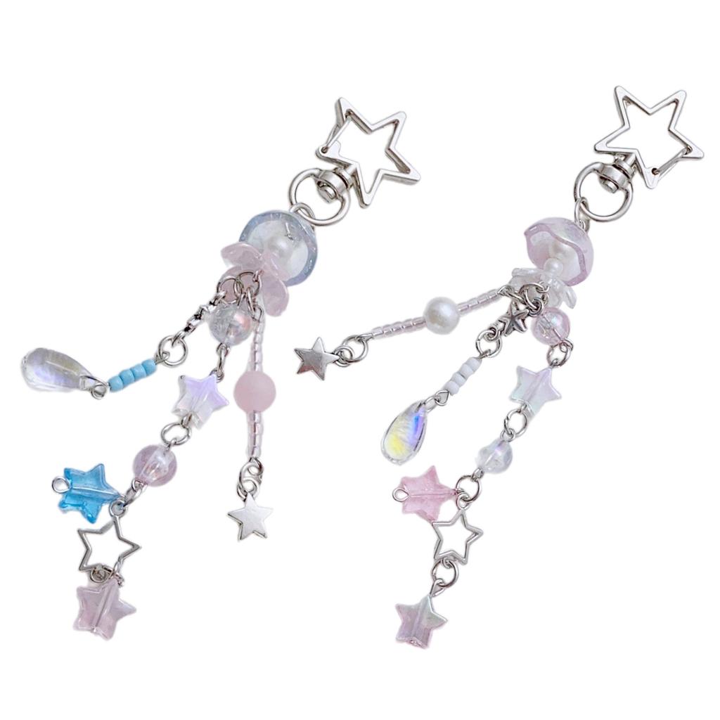 Multipurpose Star Blossom Beaded Phone Charm Strap Trendy Multiuse Keychain for Trendy Women Stylish Outfits Daily Use