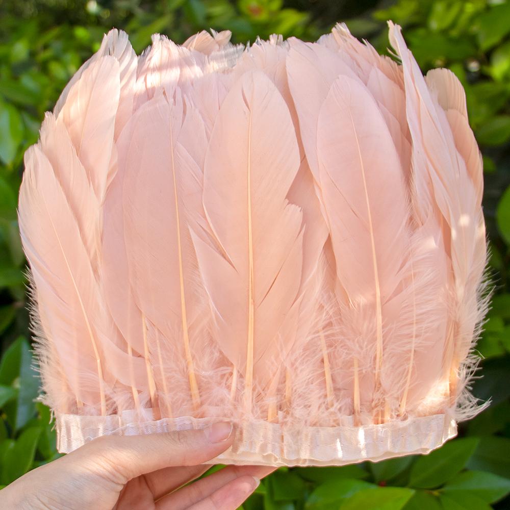 2 Meter Natural Dyed Goose Feather Trim Fringe Ribbon for Wedding Decor Costume Accessories DIY Crafts Gift Wrapping Supplies