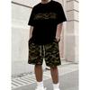 Urbaner Streetwear-Trend Herren Rundhals Kurzarm Shorts-Set, Outdoor Einfach Lässig und Bequem