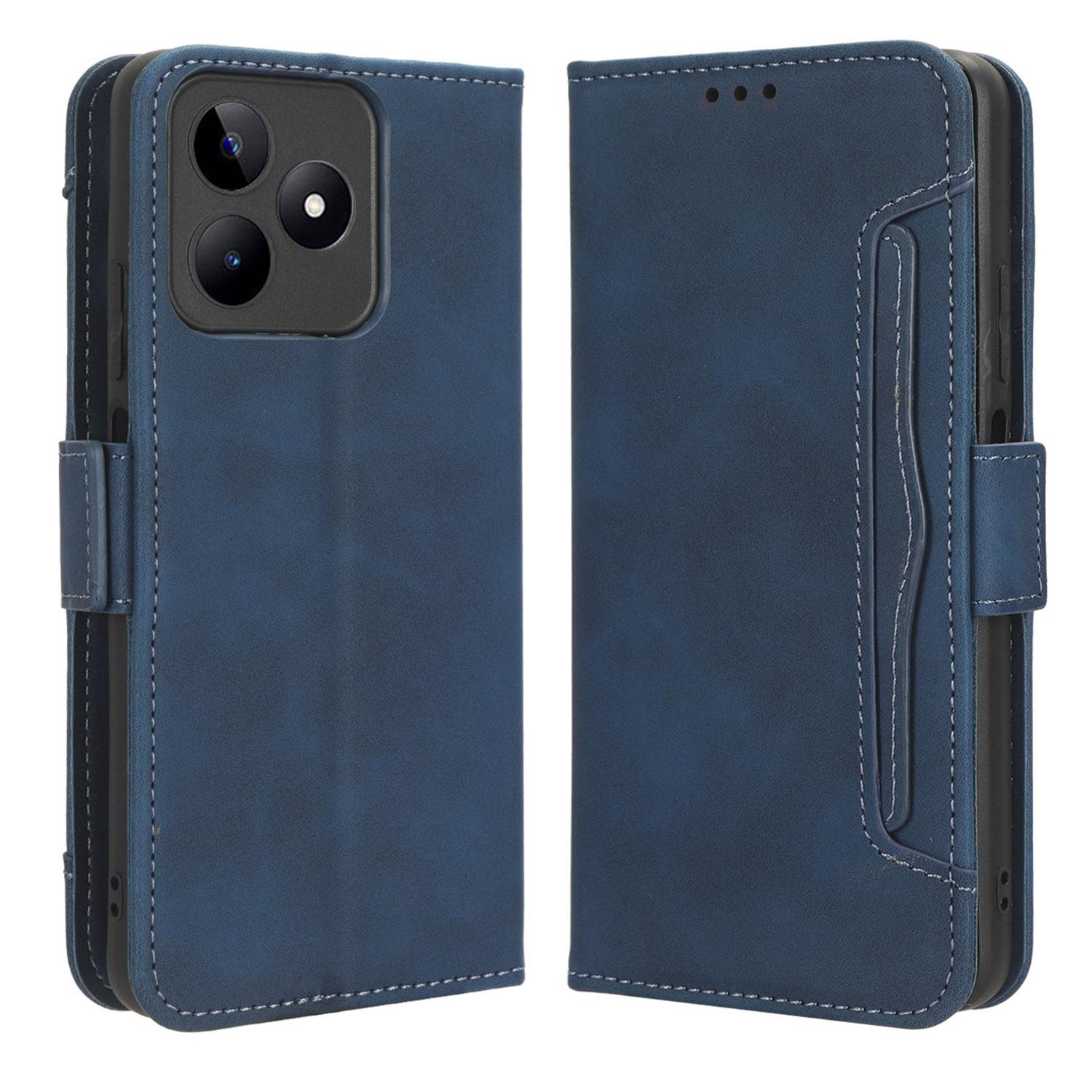 

For Realme C53 (Global)/C53 (India)/C51/Note 50 4G/Narzo N53 4G Multiple Card Slots Phone Cover PU Leather Case with Stand Wallet Blue