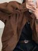 Women's Retro Faux Suede Jacket - Slim Fit, Loose, Short Top for Spring & Autumn