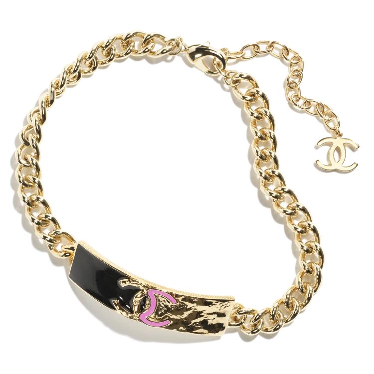 

Металеве кольє Chanel з логотипом Double C для жінок, золоте, ABC483B15385NU488 F,Gold