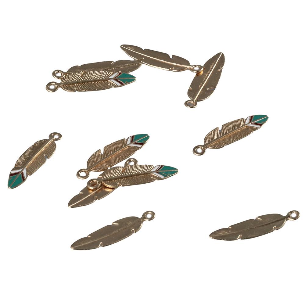 

Сплав в индийском стиле 10*35 мм позолоченный сплав эмаль перо подвески подвески для браслета