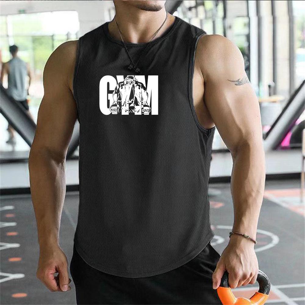Men Tank Tops Sleeveless Shirt Polyester Mesh Material Quick Dry Breathable Men Workout Fitness Basketball Top S