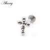 Alisouy 1PC Stainless Steel Cross Ball Threaded Ear Tragus Helix Labret Lip Rings Cartilage Stud Earrings Piercing Body Jewelry