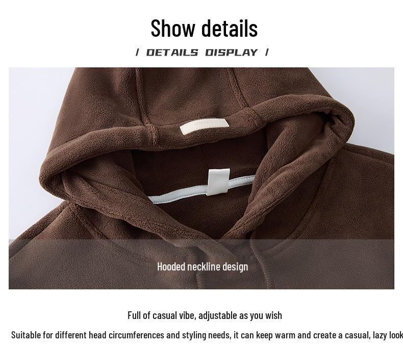 Melanoid Women's Double-Sided Sherpa Hooded Sweatshirt - Autumn/Winter 2025 New Arrival, Plus Velvet, Thick, Loose, Slimming Top