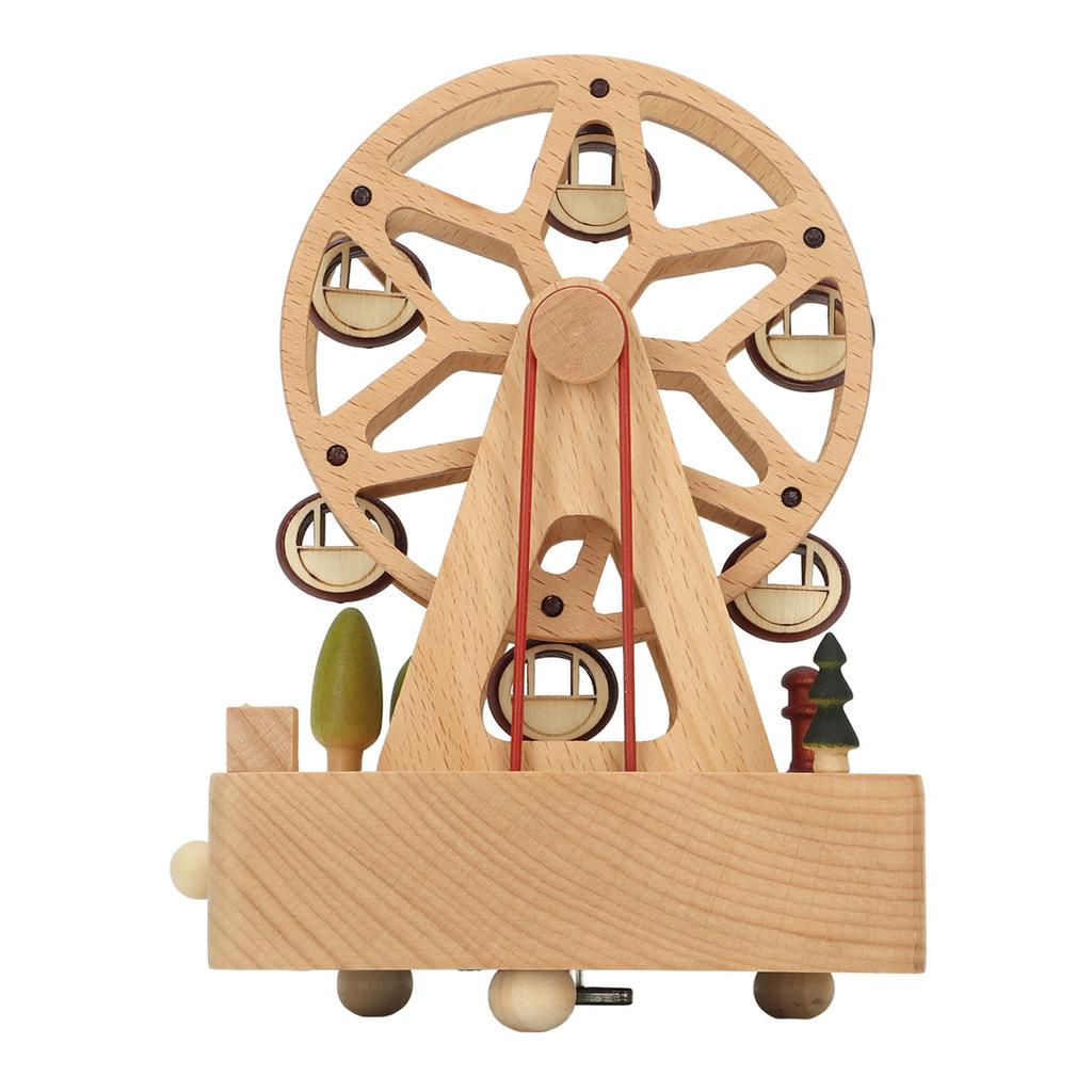 Wooden Musical Box Beech Ferris Wheel Model Handmade Music Box Gift for Christmas Birthday