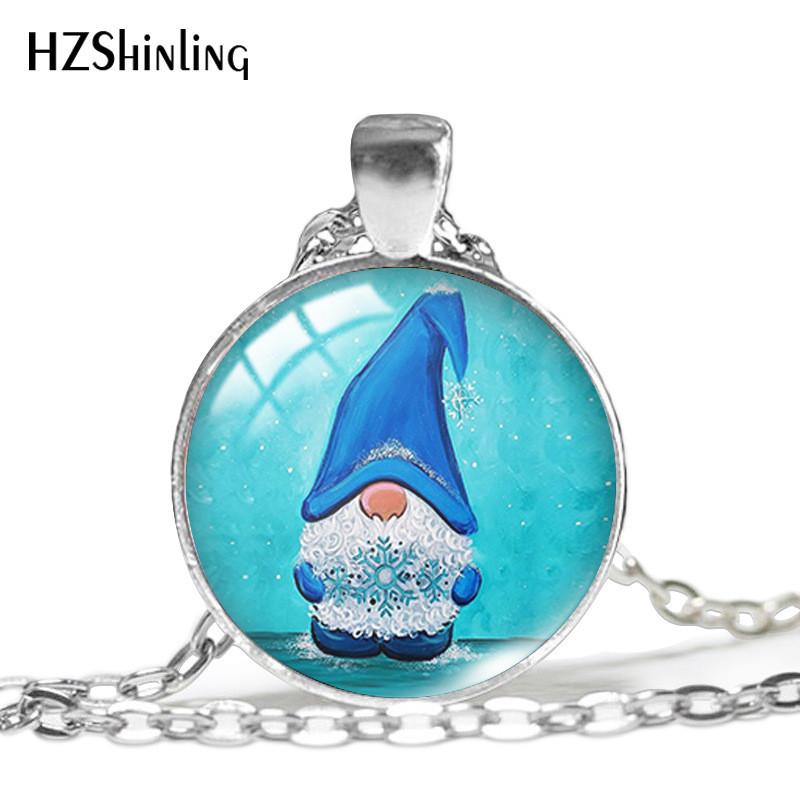 Cheerful Christmas Gnome Necklace Featuring Vibrant Santa Pendant With Stylish Alloy Chain Design