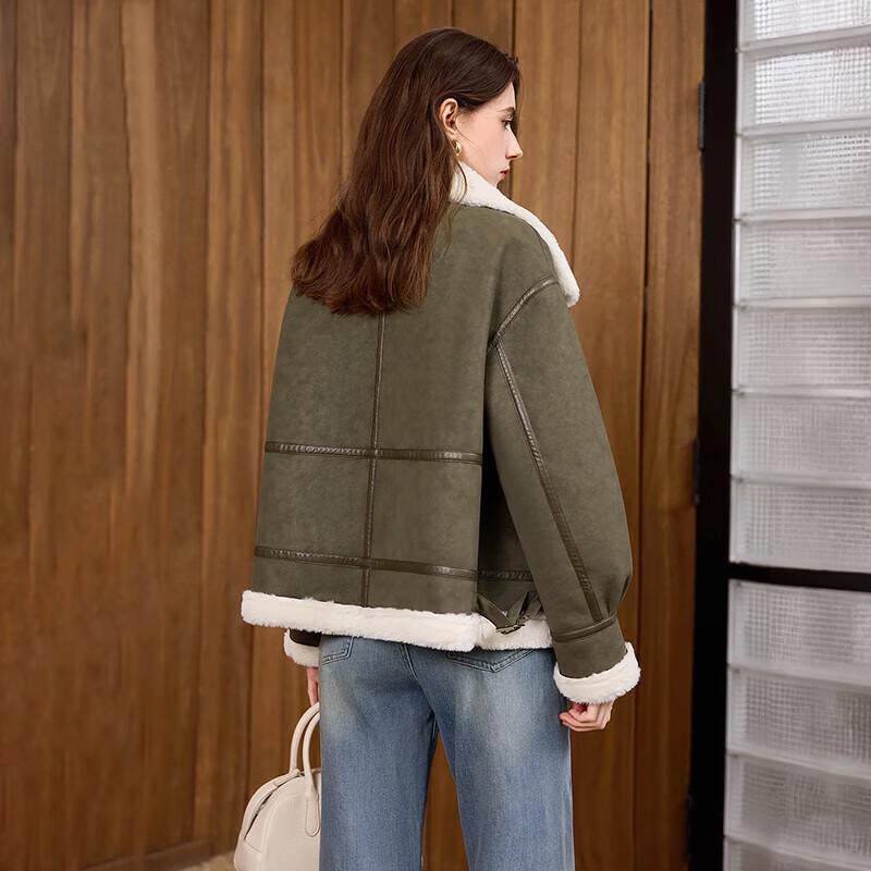 Veste courte d'hiver à revers et fermeture éclair pour femmes