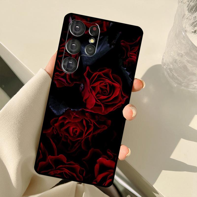 Bright Red Rose Flowers Case For Samsung Galaxy S23 S22 S21 Ultra Note 20 S8 S9 S10 Note 10 Plus S20 FE S21 FE Cover