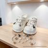Coco Style Pearl Chain Shoe Decoration Set with Removable Flower Buckles