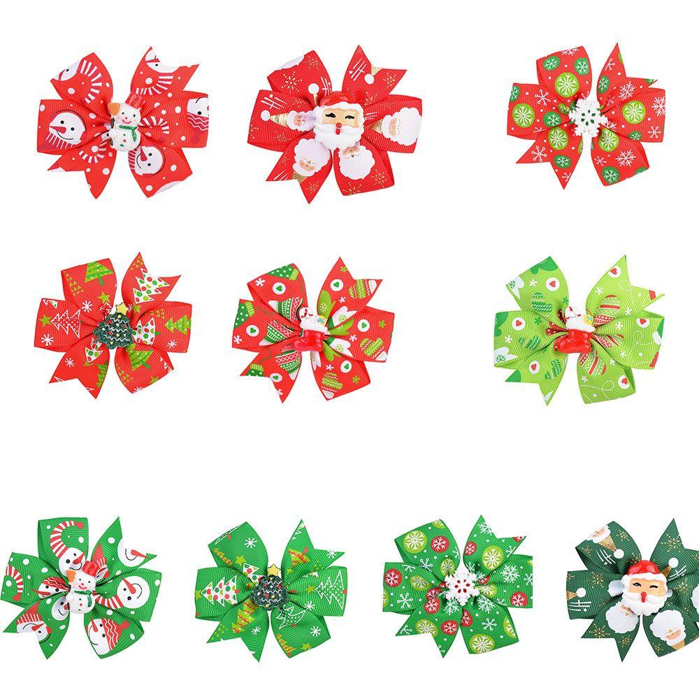 Christmas Hair Accessories Barrettes Printed Hair Clip Christmas Hair Bow With Clip For Kids Girls