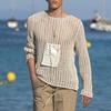 Men Mesh Top See Through Long Sleeves Round Neck Hollow-out Sexy Dress Up Polyester Men Bottoming Shirt Knitted Mesh Top Clothing for Male