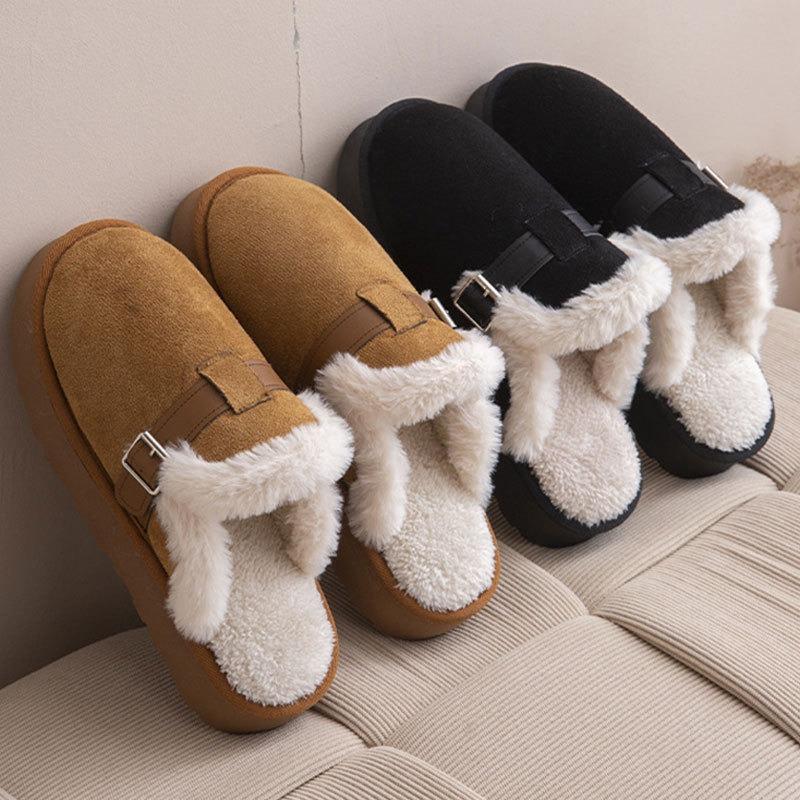 New Cotton Slippers, Warm Shoes, Plush Shoes, Indoor Anti-slip, and Outerwear Plush Shoes