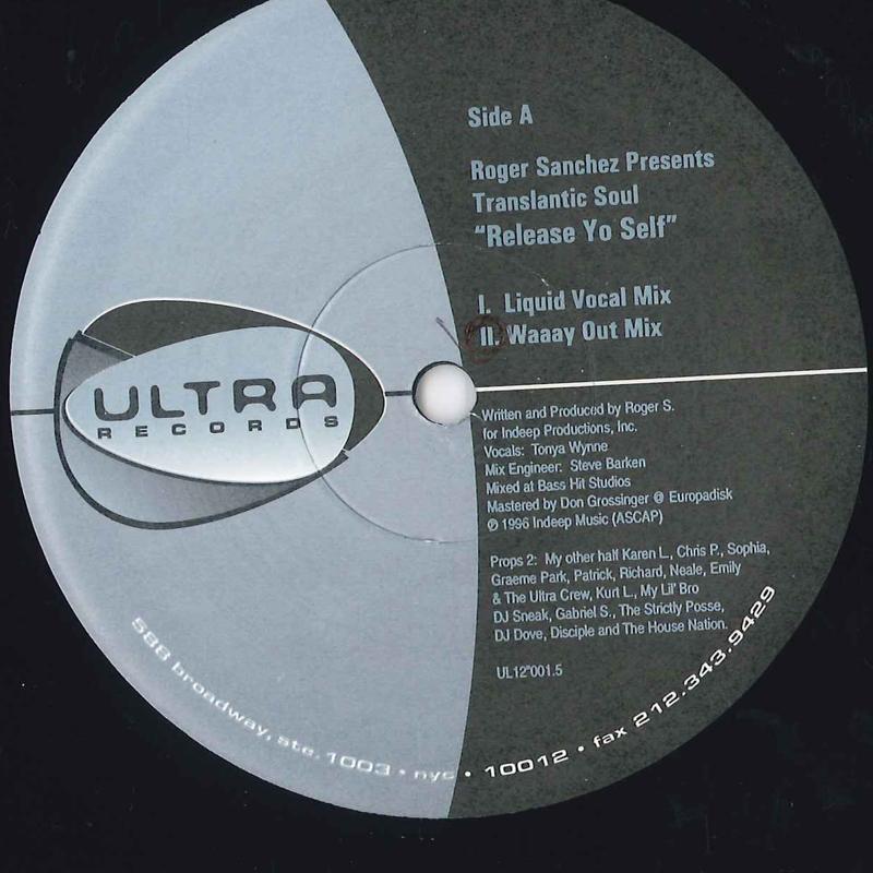 

12inch Record ROGER SANCHEZ, TRANSLANTIC SOUL - Release Yo Self UL120015 ULTRA 1996 US Dance & Electronica Used